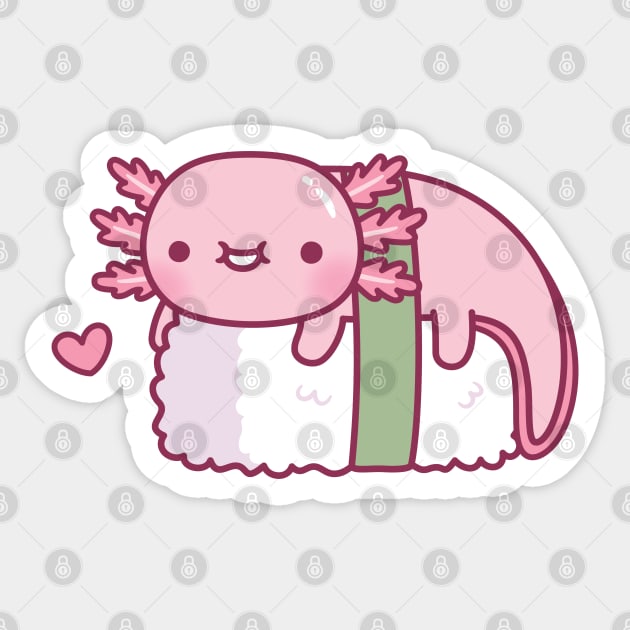 Cute Axolotl Sushi Doodle Funny Sticker by rustydoodle